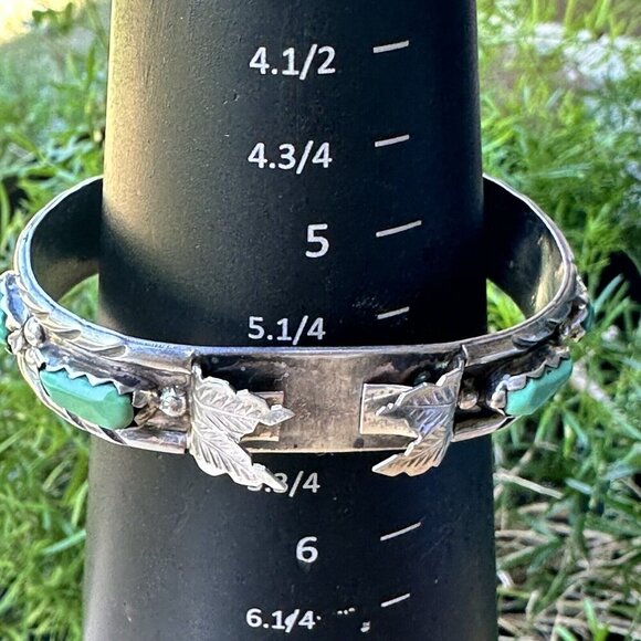 Zuni Wayne Cheama Cuff Watch‎ Band Sterling Silver Turquoise Signed 19.5g Sz 5.5 - Picture 8 of 10